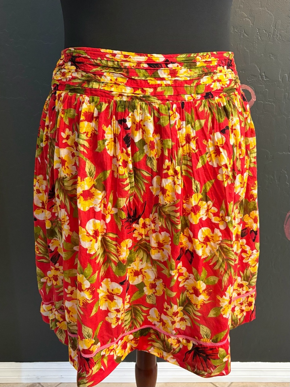 Studio West Red & Yellow Floral Skirt